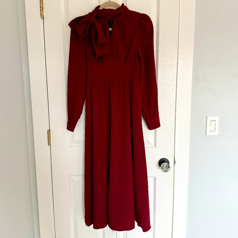 Burgundy Bowknot Midi Dress NWT